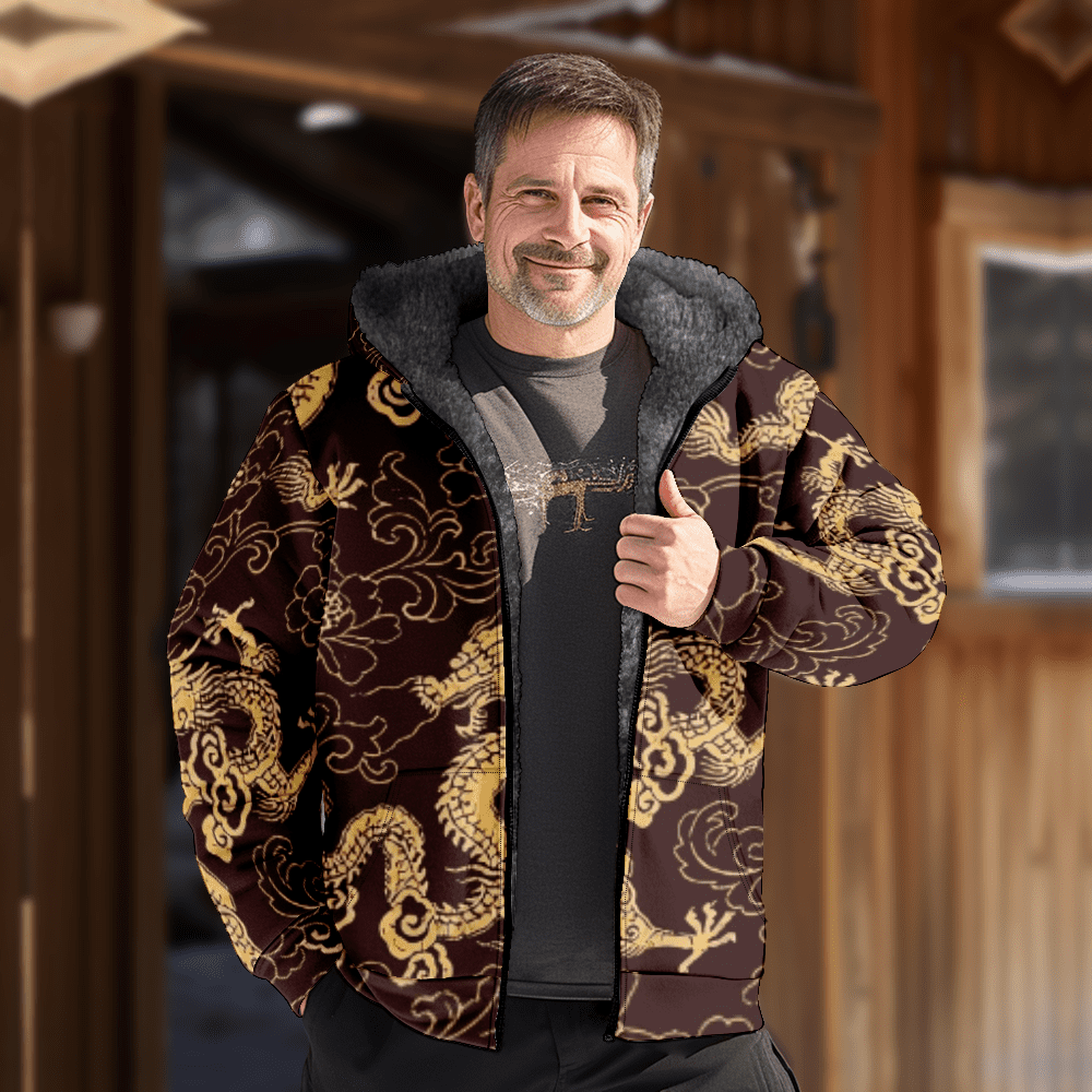 Men's Retro Fleece Jacket - Western Style Winter Coat With Warm Lining & Cargo Pockets