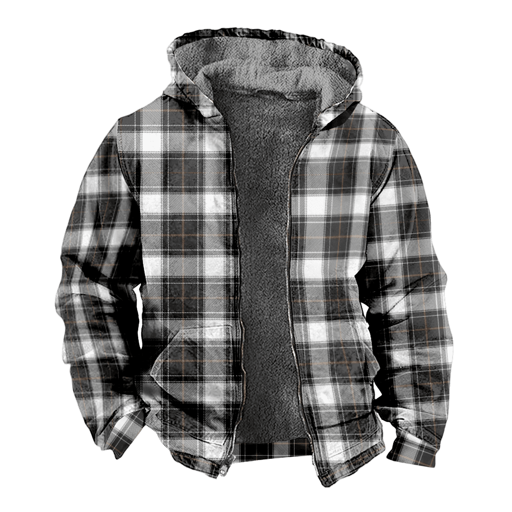 Mens Fleece JacketRetro Buffalo Plaid Graphics Full Zip Hoodie Jacket
