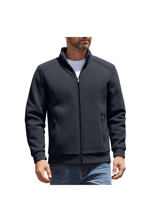 Mens Fleece Jacket Sevevn Men's Fleece Jacket Zip Up Coat Lightweight Soft Warm Long Sleeve Jackets with Pockets for Winter