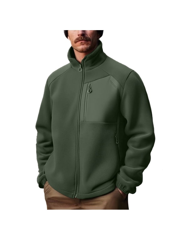 Mens Fleece Jacket Sevevn Men's Soft Fleece Jacket with Pockets Lightweight Outdoor Full Zip Coat