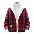 thumbnail image 1 of Mens Fleece Jacket Sherpa Lined Button Down Buffalo Plaid Flannel Coat Casual Long Sleeve Warm Fall Winter Outwear Jacket, 1 of 1