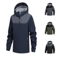 thumbnail image 1 of Mens Jacket Windproof Softshell Full Zip Hooded Coat Casual Fall Winter Warm Thickened Lightweight Outdoor Activities Jackets for Men Blue XXL, 1 of 5