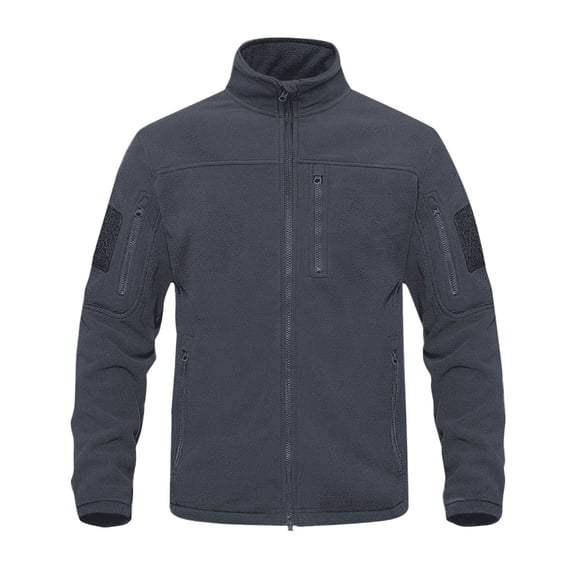 Mens Fleece Jackets Plus Size S-4XL Zip-Up Long Sleeve Sherpa Coats Casual Stand Collar Thermal No Hood Outerwear Jacket with Pockets