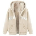 thumbnail image 1 of Mens Fleece Jackets Zip Up Jacket Coat Hooded Winter Warm Sherpa Lined Jackets Sweatshirts Windproof Thick Outerwear with Pockets New York Printed Long Sleeve Tops Thick Coat Outerwear, 1 of 6