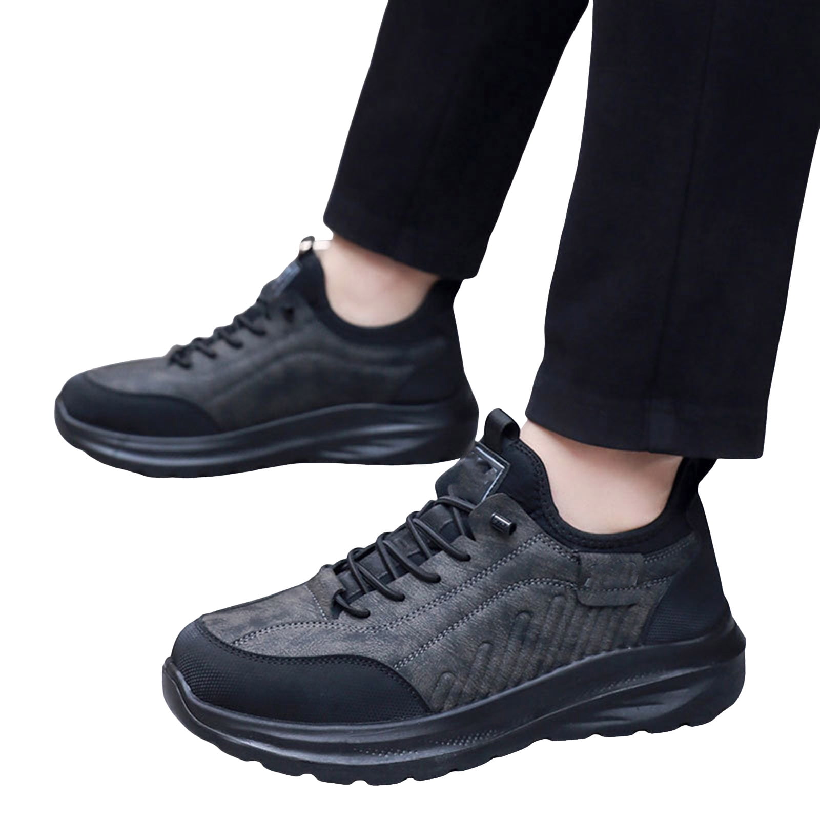 Mens Fleece Lined Ankle Snow Boots Warm Plush Short Winter Booties Lace Up  Casual Dress Shoes Lightweight Non Slip Sneakers Gray 11