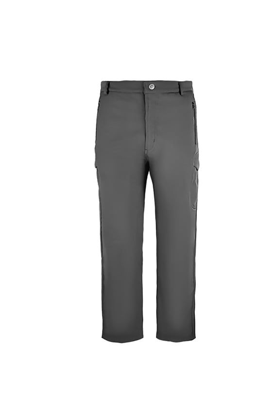 Mens Fleece Lined Cargo Pants Waterproof Straight Leg Hiking Pants Utility Outdoors Zipper Pockets Gray L
