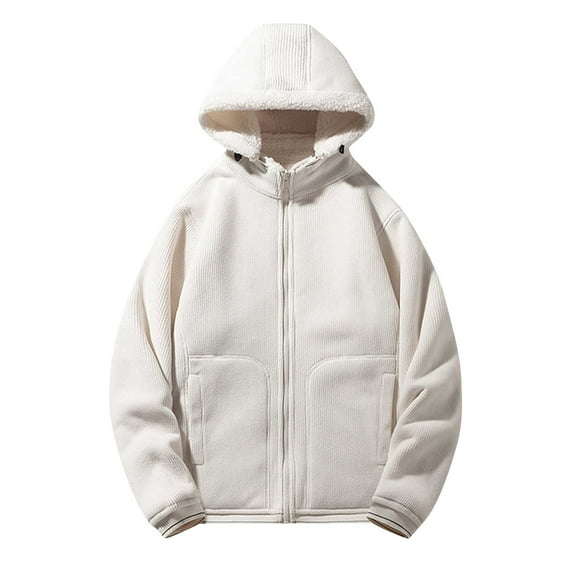 Mens Fleece Lined Hoodie Jacket Casual Full Zip Thicken Sweatshirts Jackets Winter Warm Sherpa Hooded Thermal Outdoor Coat