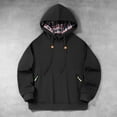 thumbnail image 1 of Mens Fleece Lined Hoodies & Sweatshirts with Zipper Pockets Pullover Hoodie Long Sleeve Casual Plaid Printed Thermal Warm Sweatshirt Tops, 1 of 3