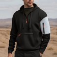 thumbnail image 1 of Mens Fleece Lined Hoodies with Pockets and Zipper Pullover Long Sleeve Sweatshirts Casual Color Block Thermal Warm Athletic Workout Hoodie Tops, 1 of 7