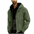 thumbnail image 1 of Mens Fleece Lined Jacket Casual Stylish Full Zip Cargo Waterproof Tactical Jacket Sherpa Thickened Winter Warm Coat, 1 of 8
