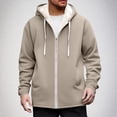 thumbnail image 1 of Mens Fleece Lined Jacket Zip up Hoodies Casual Long Sleeve Warm Sweatshirts Fall Winter Soft Cozy Coats with Pocket New Mens Long Sleeve Jackets Khaki XXL, 1 of 6