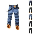 thumbnail image 1 of Lined Jeans Men 2026 Fall Winter Thick Straight Leg Business Casual Jean Pants Denim Pants with Pockets Trousers, 1 of 9