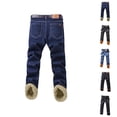 thumbnail image 1 of Lined Jeans Men 2026 Fall Winter Thick Straight Leg Business Casual Jean Pants Denim Pants with Pockets Trousers, 1 of 5