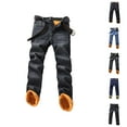 thumbnail image 1 of Mens Lined Jeans 2026 Fall Winter Thick Straight Leg Business Casual Jean Pants Denim Pants Trousers with Pockets, 1 of 5