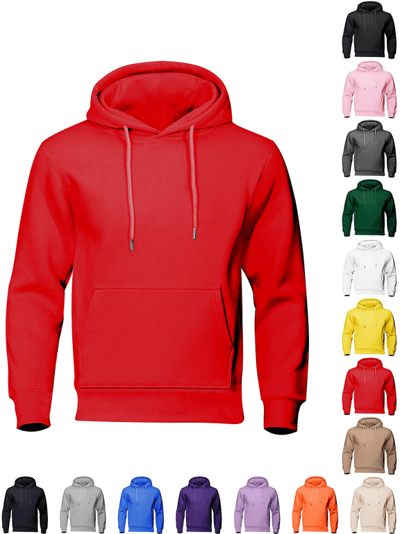 Mens Fleece Lined Oversized Hoodie Pullover Sweatshirts Fall Winter Drawstring Hood Tops Regular Fit Athletic Casual Workout Sweatshirts