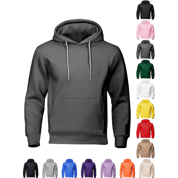 Mens Fleece Lined Oversized Hoodie Pullover Sweatshirts Fall Winter Drawstring Hood Tops Regular Fit Athletic Casual Workout Sweatshirts