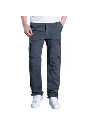 Men's Cargo Pants Winter Multi-Pocket Solid Casual Outdoor Trousers Joggers  Fleece and Flannel Lined Sweatpants 
