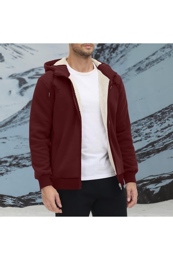 Mens Fleece Lined Softshell Hoodies Warm Fuzzy Sweatshirt Casual Hooded Jacket Padded Full Zip Up Winter Coats