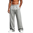 thumbnail image 1 of Mens Fleece Lined Sweatpants, Loose Fit Straight Leg Joggers, Drawstring Elastic Waist Casual Pants For Winter Daily Wear Gray 2XL, 1 of 6