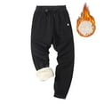 thumbnail image 1 of Mens Fleece Lined Sweatpants with Pockets and Drawstring Elastic Waist Pants Tapered Leg Casual Solid Color Thermal Warm Athletic Workout Trousers, 1 of 6