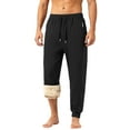 thumbnail image 1 of Mens Fleece Lined Sweatpants with Zipper Pockets Winter Sherpa Lined Pants Straight Leg Open Bottom, 1 of 5