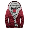 thumbnail image 1 of Mens Fleece Lined Zip Up Sweatshirt Winter Color Block Jacket with Drawstring Hood Pockets Ribbed Cuff Windproof Outwear, 1 of 2