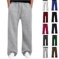 thumbnail image 1 of Mens Fleece Open Bottom Sweatpants - Sweatpants for Men Lightweight, Loose Fit with Pockets for Lounge & Casual Dark Blue S, 1 of 5