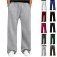 thumbnail image 1 of Mens Fleece Open Bottom Sweatpants - Sweatpants for Men Lightweight, Loose Fit with Pockets for Lounge & Casual Red M, 1 of 5