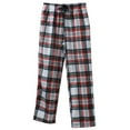 thumbnail image 1 of Mens Fleece PJ Pajama Pants, Plaid White / Red, Size L, 1 of 1
