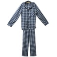 thumbnail image 1 of COUVER Men’s Fleece Pajama Set with Button-Down Top and Drawstring Pants Plaid Grey Navy Size S, 1 of 1