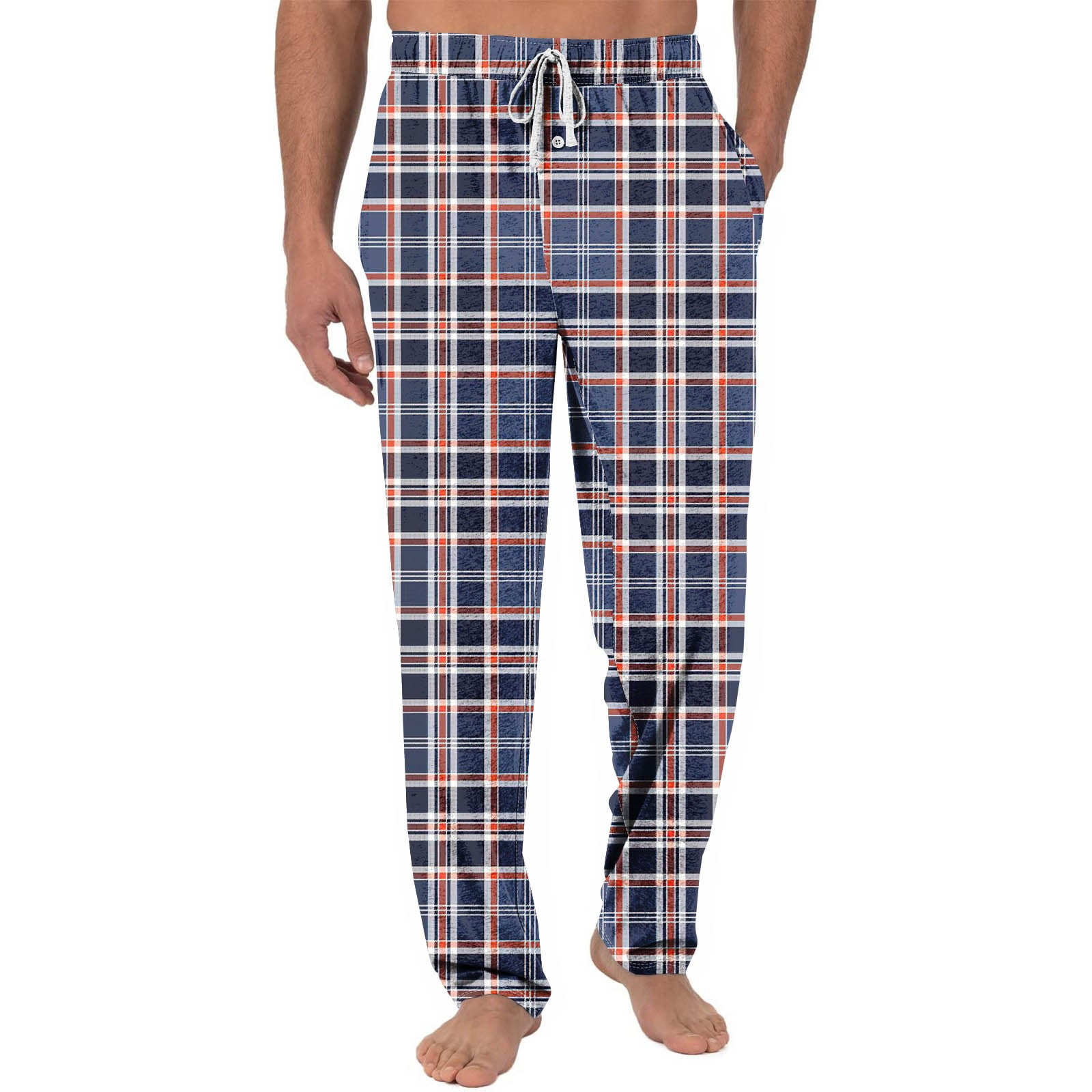 Mens Fleece Pajama Pants Plaid Sleepwear Pants Soft Comfy Sleep Lounge