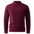 thumbnail image 1 of Mens Fleece Pullover Fitted Fall Winter Casual Thermal Tops Plain Mock Neck Long Sleeve Base Sweater Big and Tall (M, Wine), 1 of 6