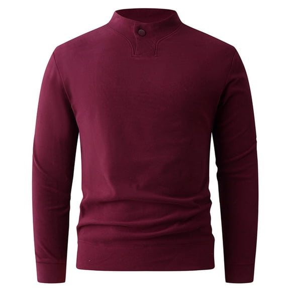 Mens Fleece Pullover Fitted Fall Winter Casual Thermal Tops Plain Mock Neck Long Sleeve Base Sweater Big and Tall (M, Wine)