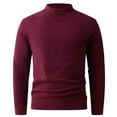 thumbnail image 1 of Mens Fleece Pullover Fitted Fall Winter Casual Thermal Tops Plain Mock Neck Long Sleeve Base Sweater Big and Tall (XXS, Wine), 1 of 5