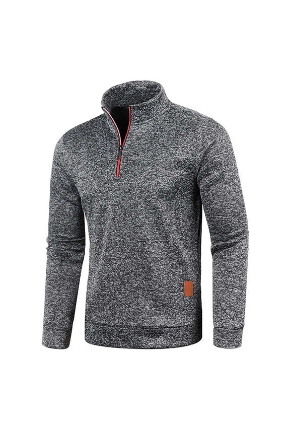 Mens Fleece Pullover Quarter Zip Sweaters Cold Weather Thermal Shirt Jacket Lightweight Workout Gym Knitted Pullover