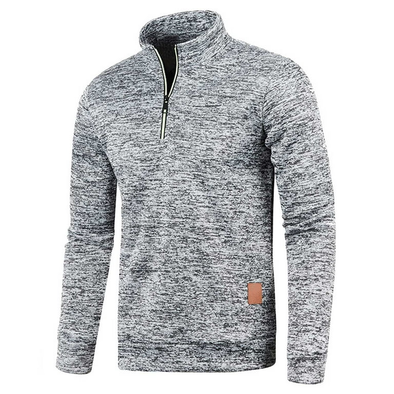 Mens Fleece Pullover Quarter Zip Sweaters Cold Weather Thermal Shirt Jacket Lightweight Workout Gym Knitted Pullover Walmart