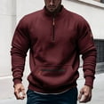 thumbnail image 1 of Mens Fleece Quarter Zip Pullover Sweatshirts Lightweight Long Sleeve Mock Neck Sweater Wine M, 1 of 4