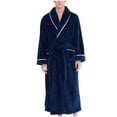 thumbnail image 1 of Mens Fleece Robe Shawl Collar Bathrobe Lightweight Long Bath Soft Long Towel Robe Plush Collar Shawl Bathrobe Adjusting Belt Bath Robe Loungewear, 1 of 7