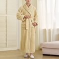 thumbnail image 1 of Mens Fleece Robes with Pockets and Belt Long Sleeve Collared Bathrobes Thermal Warm Thicken Plush Solid Color Ankle Length Loungewear Bath Robe, 1 of 8