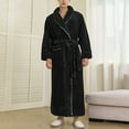 thumbnail image 1 of Mens Fleece Robes with Pockets and Belt Long Sleeve Collared Bathrobes Thermal Warm Thicken Plush Solid Color Ankle Length Loungewear Bath Robe, 1 of 8