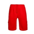 thumbnail image 1 of Mens Fleece Sweat Cargo Shorts With Elastic Waistband Drawstring Athletic Workout Gym Shorts-Red,XXL, 1 of 5