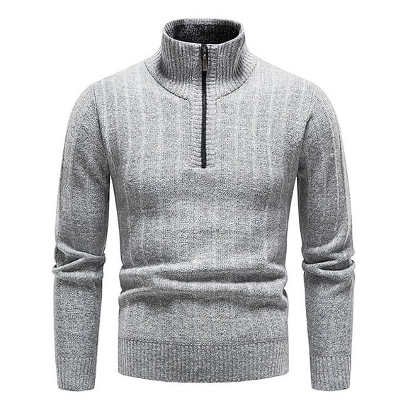 Mens Fleece Sweater 1/4 Zip Pullover Sweatshirt Jacket Stand Collar Casual Comfy Warm Knit Pullover Tops