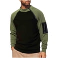 thumbnail image 1 of Mens Fleece Sweater Tops for Outdoors Hiking Camping Warm Colorblock Long Sleeve Mock Neck Tops with Zippers (2XL, Army Green), 1 of 8