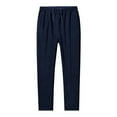 thumbnail image 1 of Mens Fleece Sweatpants Elastic Waist Drawstring Straight Leg Trousers Thicken Thermal Casual Pants With Pockets (L, Blue), 1 of 2