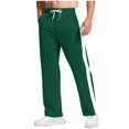 thumbnail image 1 of Mens Fleece Sweatpants Loose Fit Open Bottom Moisture Wicking Track Athletic Jogger Streetwear Trousers Green, 1 of 6