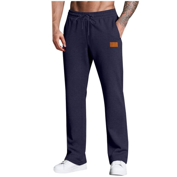 BUIGTTKLOP Mens Fleece Sweatpants Straight Wide Leg Casual Pants Elastic Waist Workout Athletic Joggers Pockets