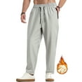 thumbnail image 1 of Men's Fleece Warm Drawstring Baggy Sweatpants Solid Color Casual Running Sport Trousers with Pockets, 1 of 4
