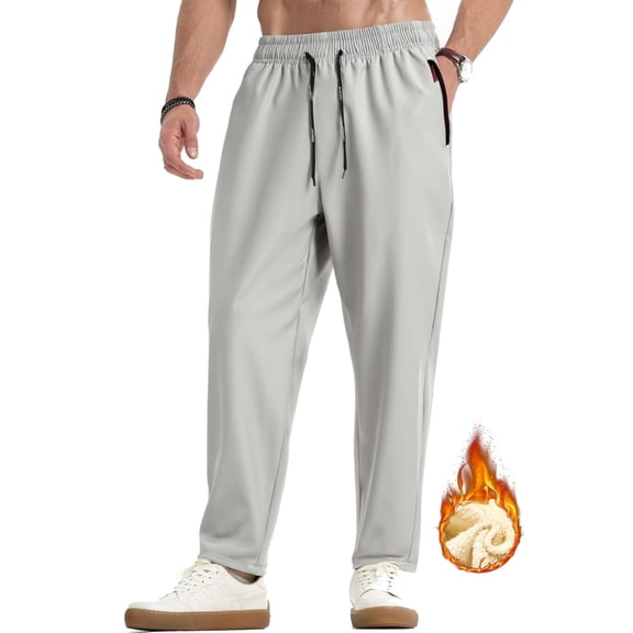 Mens Fleece Sweatpants with Pocket Relaxed Fit Elastic Waist Drawstring Casual Jogger Pants