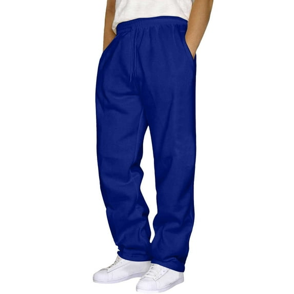 Mens Fleece Sweatpants with Pockets Men's Casual Wide-Leg Gray Sweatpants with Comfortable Loose Fit and Soft Fabric, Perfect for Streetwear