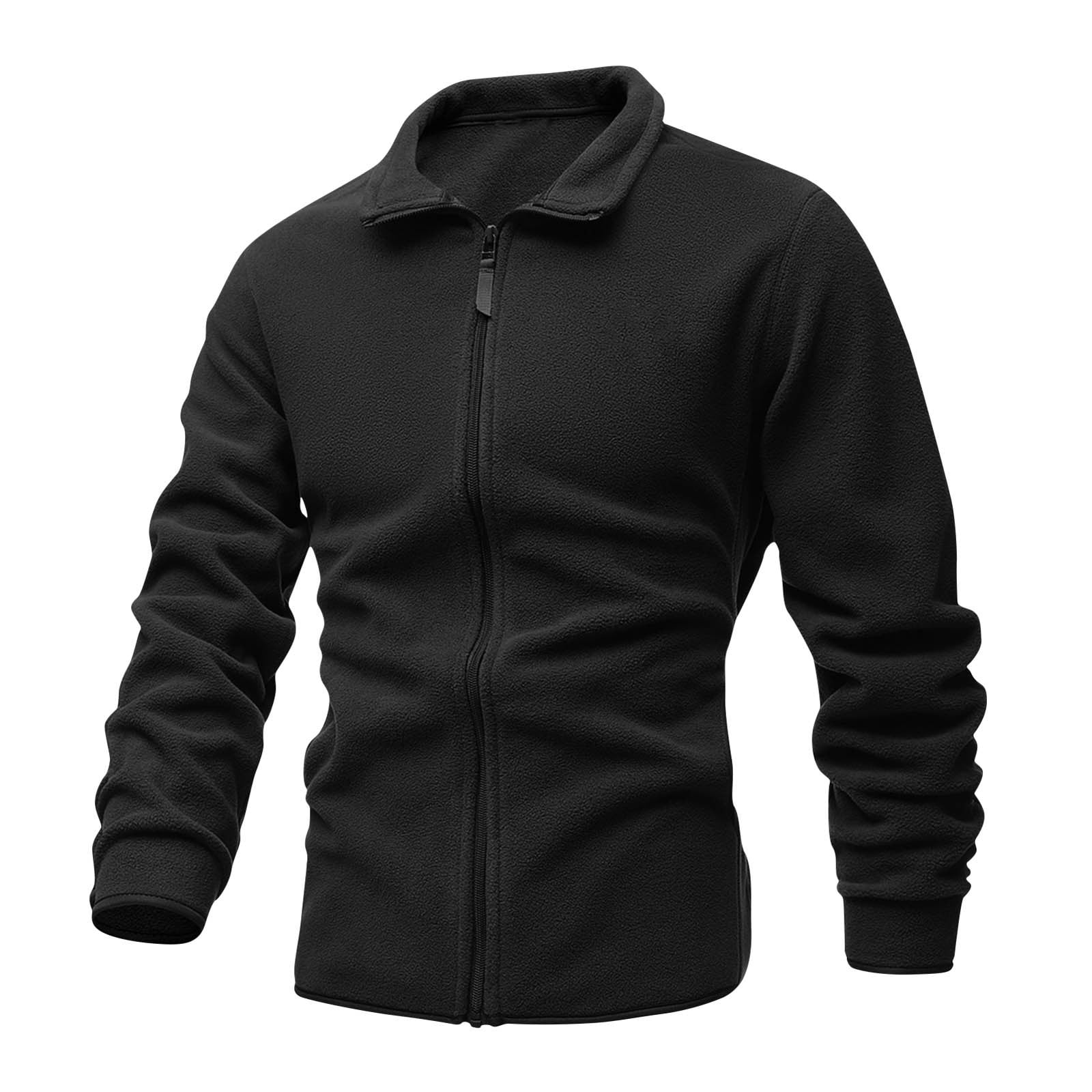 Mens Fleece Sweatshirt Zip Up No Hood Long Sleeve Tactical Shirts ...